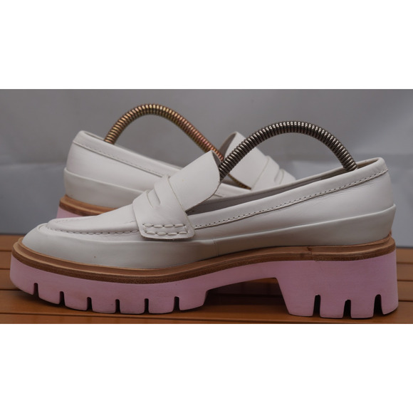 Anthropologie Oncept Heeled Loafers White & Pink Womens US 7 Boho Hipster - Picture 10 of 16